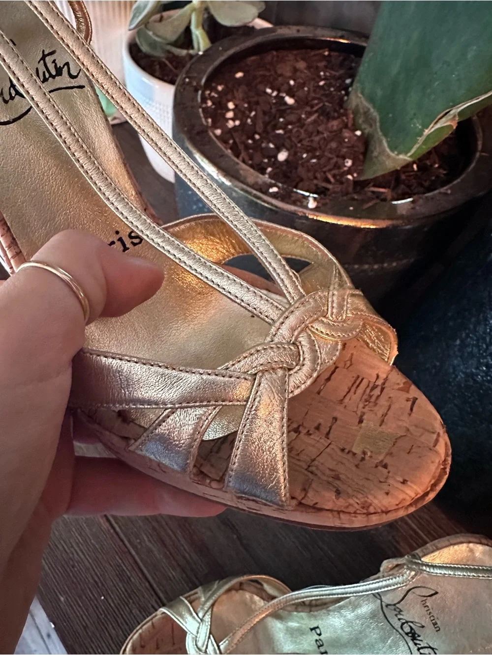 Christian Louboutin Metallic Gold Wedges - Picture 10 of 10